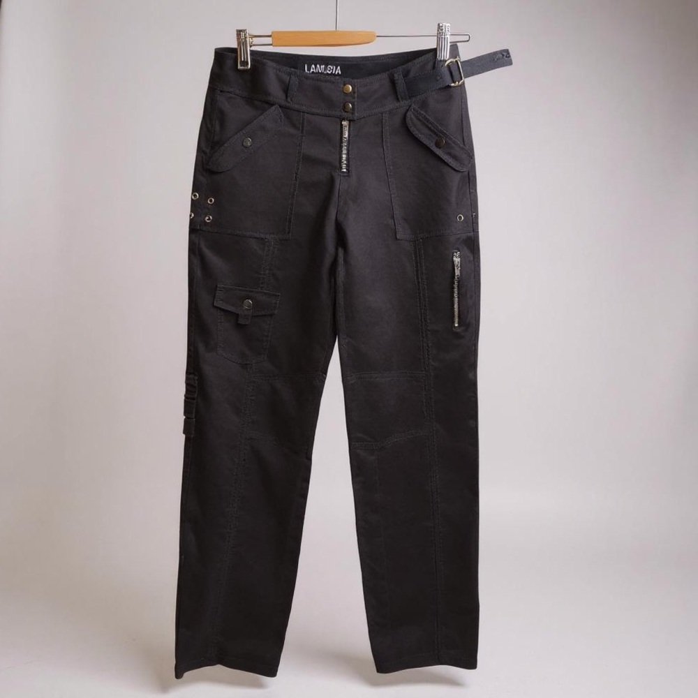 I.Am.Gia Black Cargo Pants Size XS Goth Punk Grunge Y2K‎ Low Rise Festival
